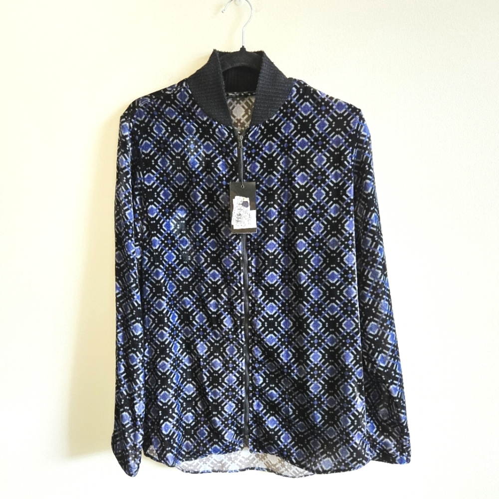 EMPORIO ARMANI I S Velour Track Jacket I black & navy